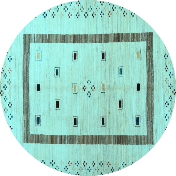 Ahgly Company Indoor Round Solid Light Blue Modern Area Rugs, 4' Round