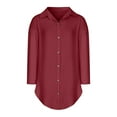 thumbnail image 3 of Blczomt Womens Dresses 2025 Casual Red Mini Long Sleeve Dress Button V Neck Soft Solid Dress, 3 of 5