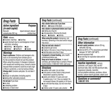 Equate Bismuth Subsalicylate Upset Stomach and Diarrhea Relief Caplets, 262mg, 40 Count
