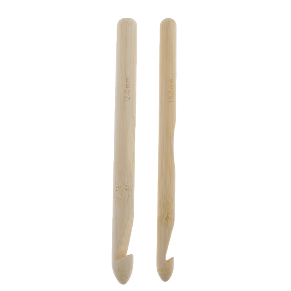 2x Wood Crochet Hook Chunky Yarn Needle Stitche Sweater Weaving DIY Tool 10/12mm