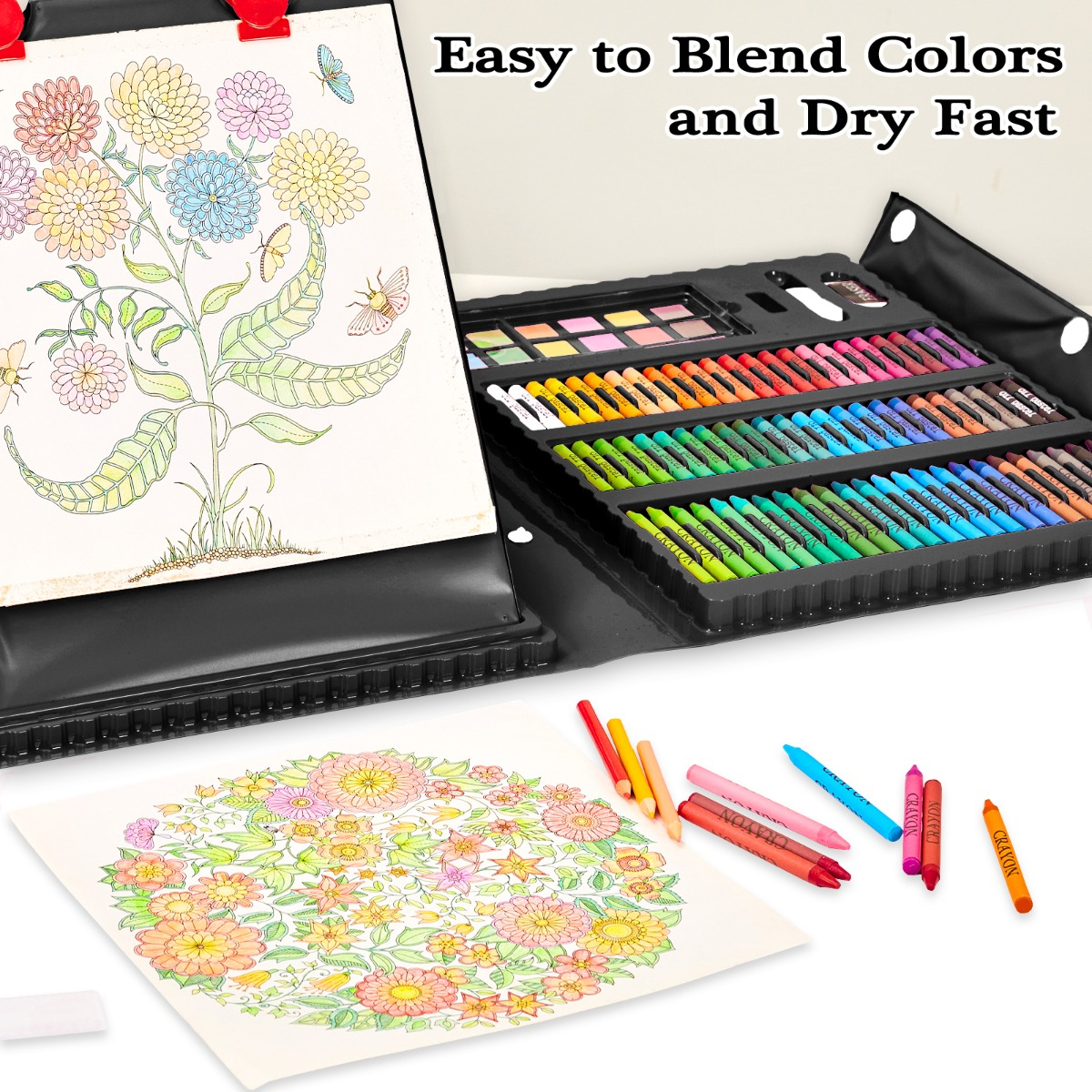 KINSPORY 290-Piece Drawing Art Set with Double-Sided Easel photo 7