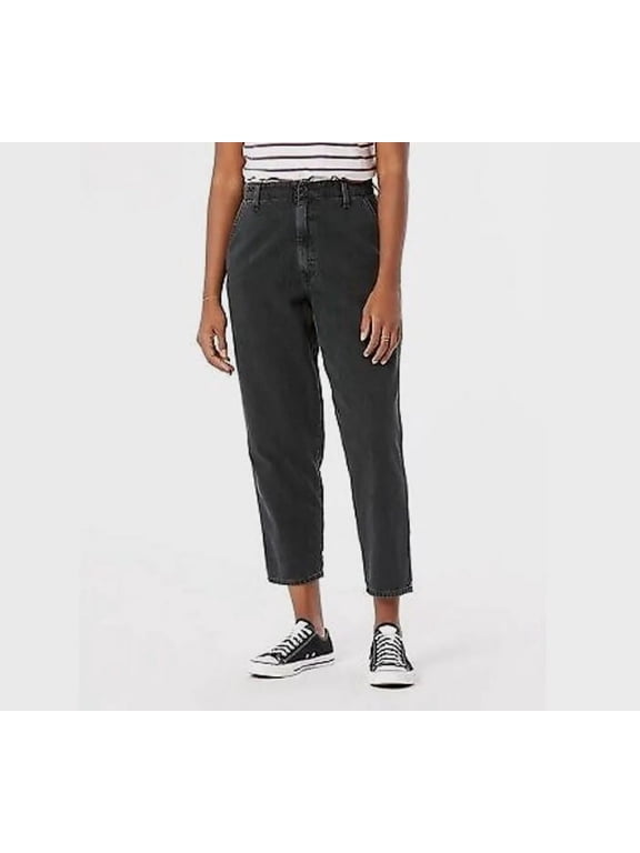 Denizen Levi's Women's Black High Rise Cotton Loose Taper Jeans Pants 26" Waist