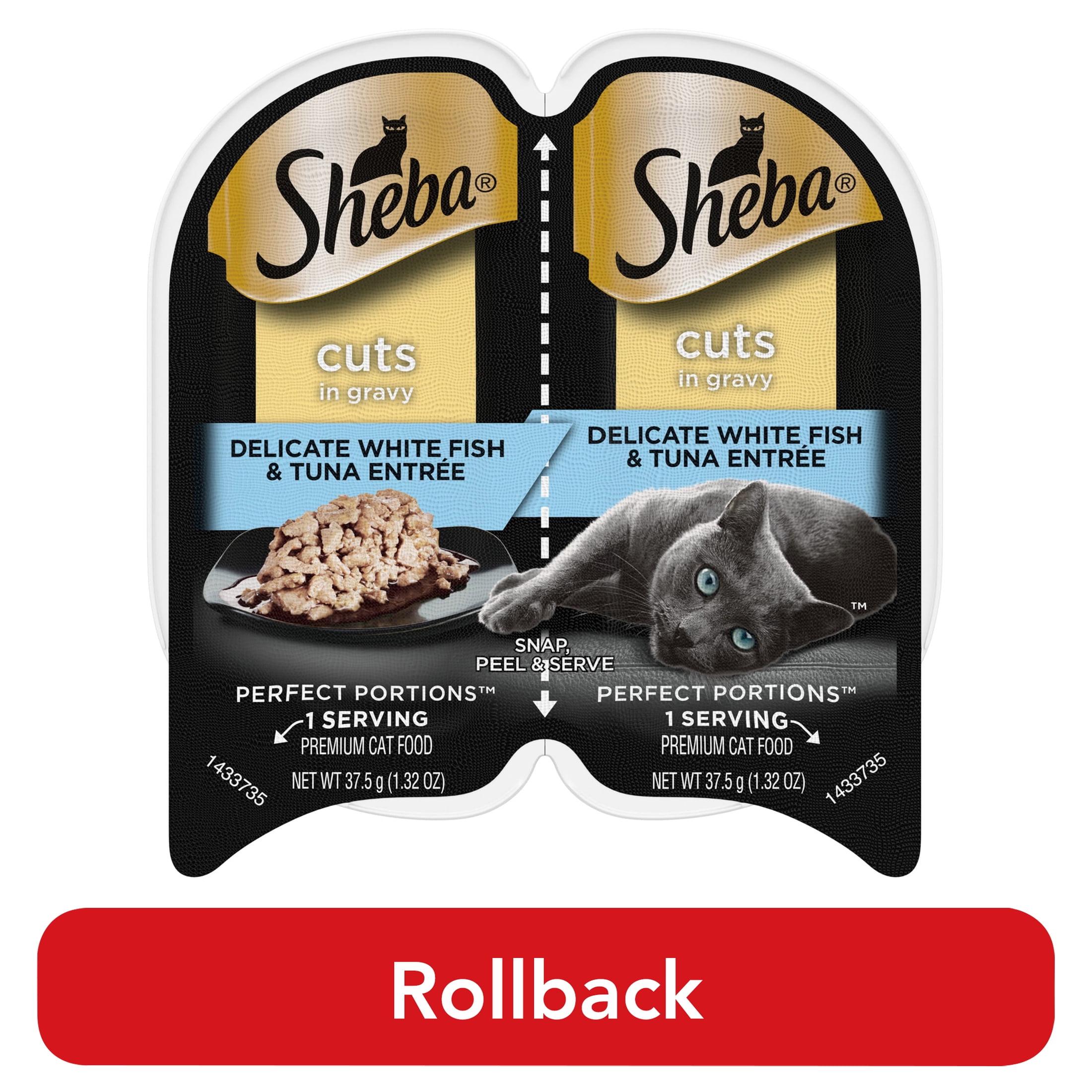(6 pack) Sheba Perfect Portions White Fish & Tuna Cuts In Gravy Cat Food, 2.6 Oz Twin-Pack Trays