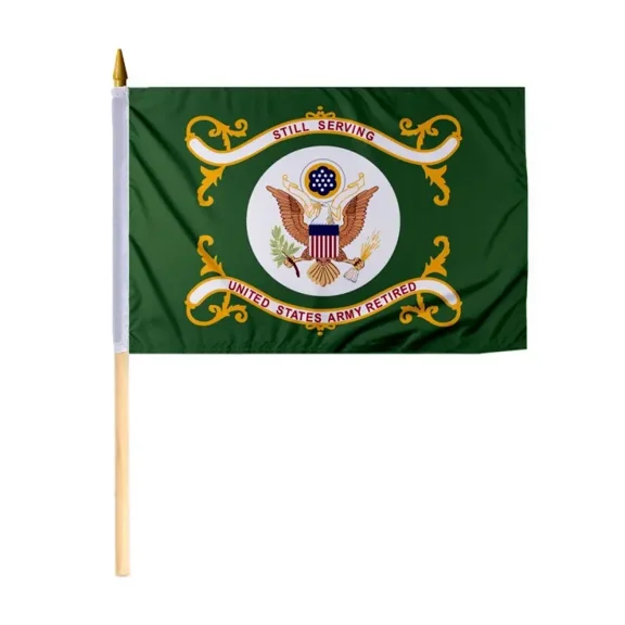 Promopatriot US Army Retired Flag 12x18in Stick Flag – Durable Polyester with Stitched Edges