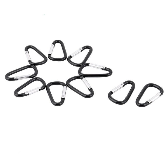REGALWOVEN 10 Pcs Camping Hiking Fishing Aluminum Alloy Carabiner Snap Hook Black