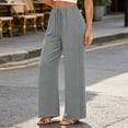 thumbnail image 6 of Women's Solid Lace Elastic Waist Long Pants with Side Pockets, Polyester Casual Pants, Mid Waisted Pants, Pants for Women, Straight Leg Dressy Casual Trousers | UKHCCC,Gray L, 6 of 9