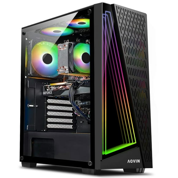 Gaming PC AQVIN AQ50 Desktop Computer Tower, Core i7 up to 4.60 GHz Processor,RTX 5050 8GB GDDR6 Graphics, 32GB DDR4 RAM, New 1TB SSD, Windows 11 Pro, Gaming Keyboard and Mouse, WiFi Ready
