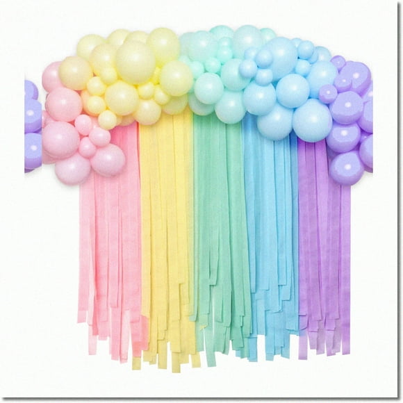 Rainbow Dreams Party Kit - 118pcs Pastel Decorations, Balloon Garland, Streamer Backdrop - Perfect for Birthday, Baby Shower, Unicorn, Macaron, Ice Cream Themed Parties!