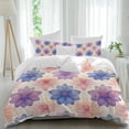 thumbnail image 2 of Pink Purple Blue Spring Floral Bedding 3 Piece Duvet Cover Set Queen Size, Watercolor Summer Botanical Soft Microfiber Comforter Cover with Zipper Closure & Pillowcases, FadeResistant Quilt Cover, 2 of 9