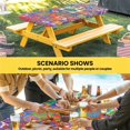 thumbnail image 6 of Colorful Ethnic Table Cloths for 5 Foot Rectangle Tables, Modern Abstract National Geometric Purple Patio Waterproof Elastic Fitted Tablecloths, Washable Rectangular Table Cover for Camping, 6 of 8