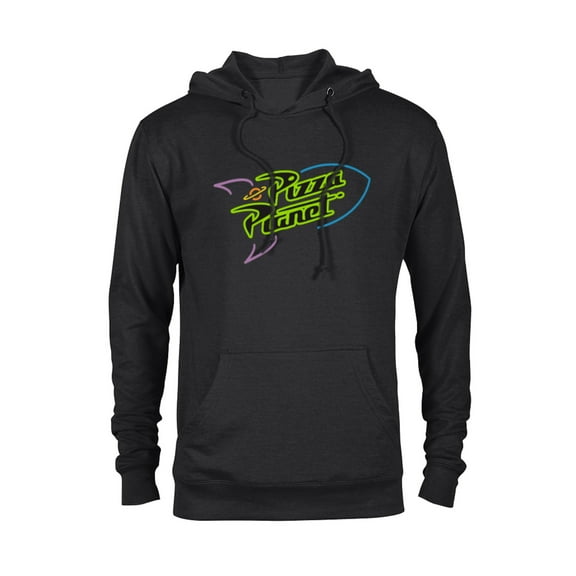 Disney Pixar Toy Story Pizza Planet Rocket Ship Neon T-Shirt - Pullover Hoodie for Adults - Customized-Black