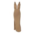 thumbnail image 3 of Vestido Dividido De Damas Vestido ajustado de noche para mujer Vestido sin espalda sexy con escote en V profundo (Caqui S) Cgtredaw para Mujer Caqui T M, 3 of 9