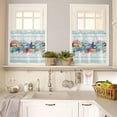thumbnail image 4 of Teal Coastal Kitchen Curtains Set Short Half Curtains 36 Inches Length, Nautical Starfish Coral Shell Beach Ocean Rod Pocket Window Treatment Bedroom Tiers and Valance Set for Cafe Bathroom, 4 of 6
