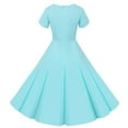 thumbnail image 3 of asdoklhq Womens Plus Size Clearance Dresses,Women's 1950s Retro Dress Short Sleeve Vintage Swing Dress, 3 of 9