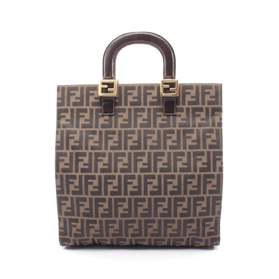 Pre-Owned Fendi Zucca Tote Bag Handbag, Canvas and Leather, Women's, Brown