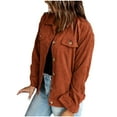 thumbnail image 5 of Fashion Olyvenn Women's Corduroy Jacket Lapel Button Down Long Sleeve Pockets Trucker Jean Jackets with Pockets Brown 10, 5 of 9