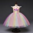 thumbnail image 1 of HAWEE Robe Licorne pour Filles Costume Licorne Concours Princesse Robe de Fête Longue Robe de Mariée pour Filles 3-12 Ans, 1 of 2
