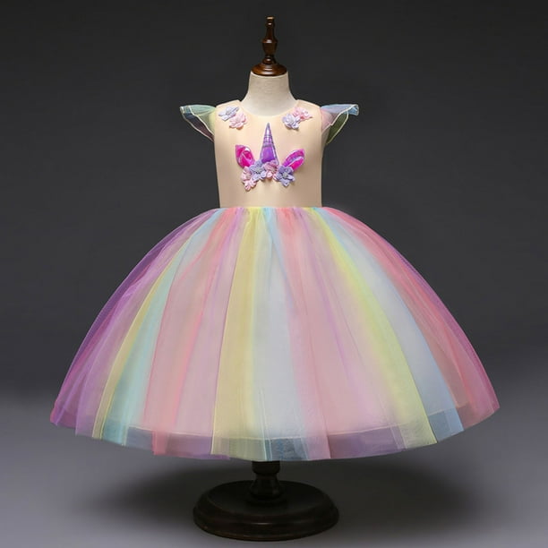 Unicorn Dress for Girls Unicorn Costume Pageant Princess Party Dress Long Wedding Gown for Girls