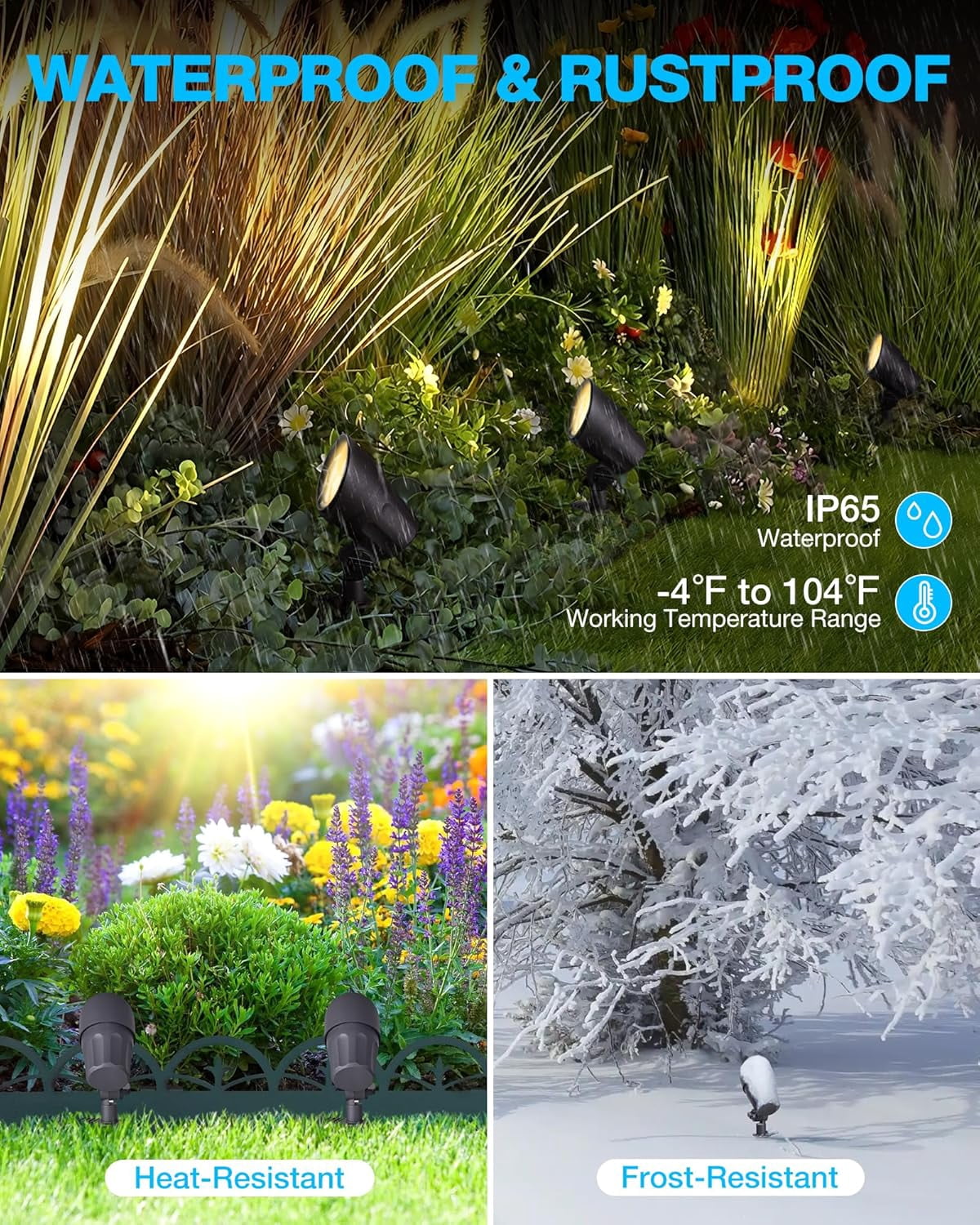 6W Low Voltage Landscape Lighting LED Landscaping Lights Warm White Low Voltage Lighting Waterproof Landscape Spotlights with Connectors Spot Lights Outdoor for Tree Wall Pathway Yard, 4 Pack