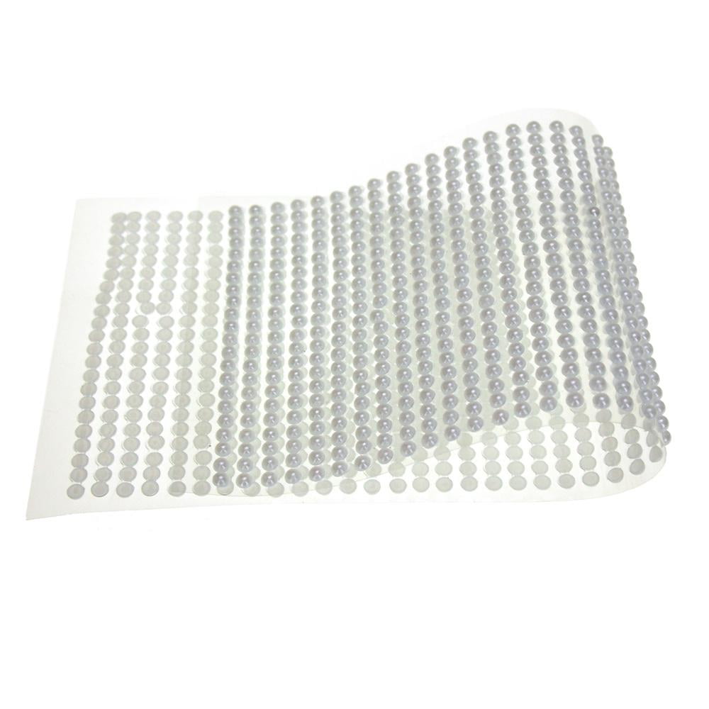 Plastic Pearls Flat Bead Self Adhesive Stickers, 4mm, 46Strips, White