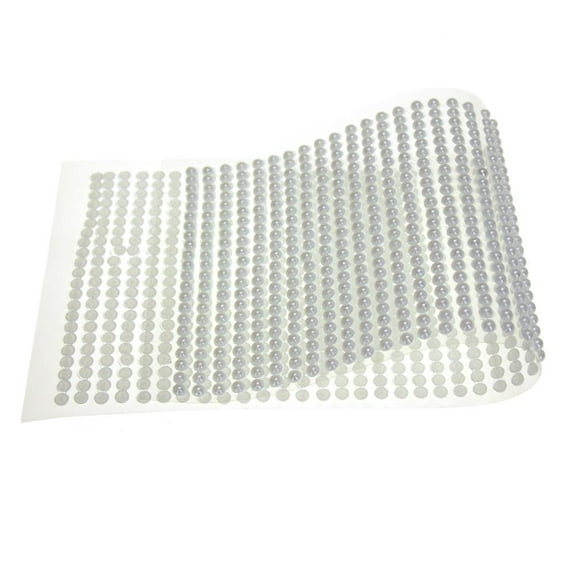 Plastic Pearls Flat Bead Self Adhesive Stickers, 4mm, 46-Strips, White