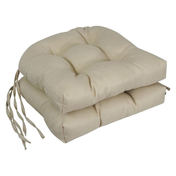 Blazing Needles 916X16US-T-2CH-PO-014 Spun Polyester U-Shaped Outdoor Dining Chair Cushions, Newfound Ecru - Set of 2