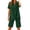 Green, variant on Costeam Womens 2 Piece Linen Blend Co Ord Set Notch Collar Button V Neck Short Sleeve Top Dual Side Pockets Elastic Waist Shorts Solid Color Summer Two Piece Outfit