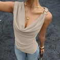 thumbnail image 2 of Husipze Tank Tops for Women Flowy Deep V Neck Women Shirts Elegant Sleeveless Summer Tops for Night Out Beige XL, 2 of 5