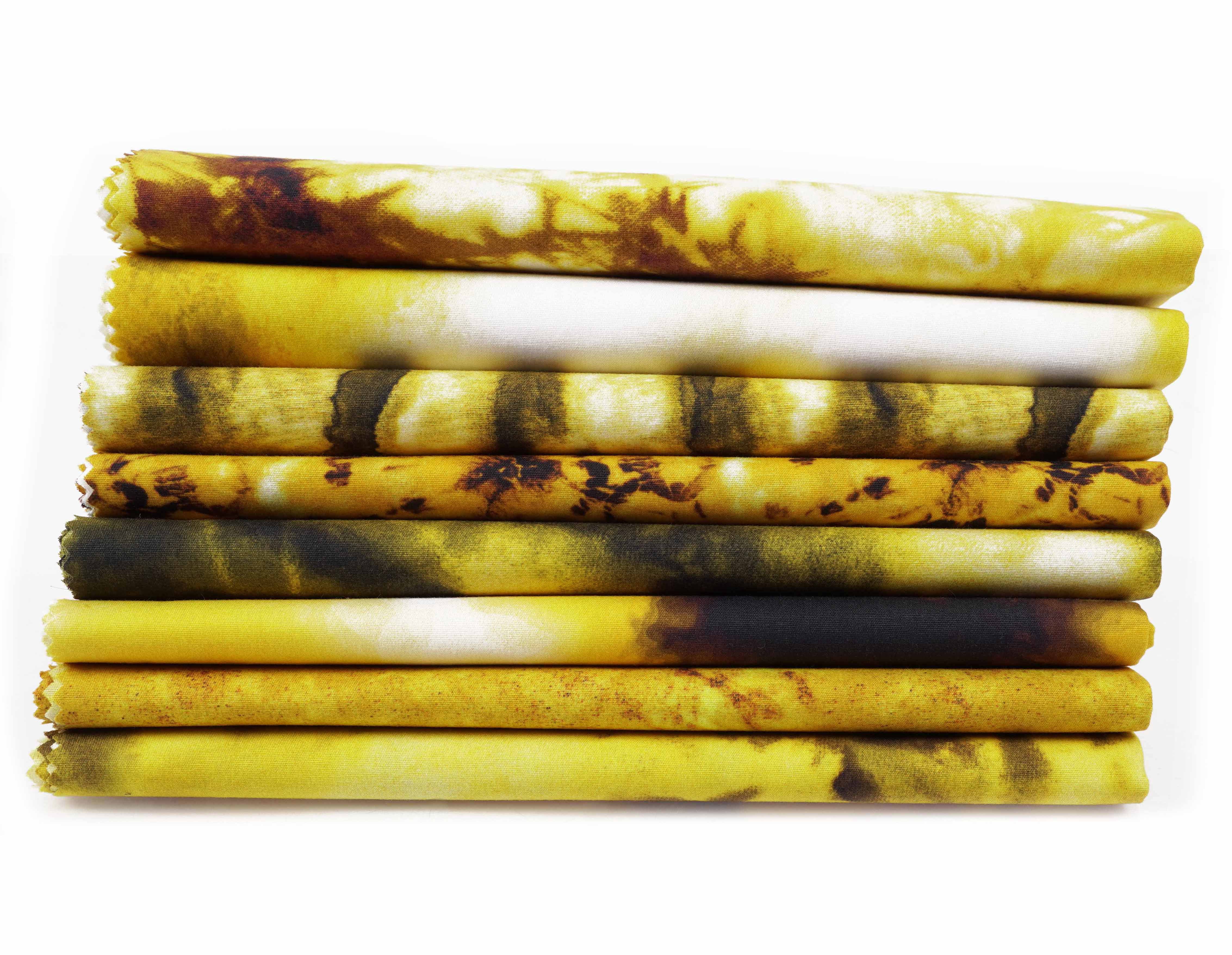 Soimoi 8 Pc Fat Quarter Bundle -Tie & DyePrint 18"x 22"DIY Patchwork-100% CottonPre-Cut Quilting Fabric (Yellow)