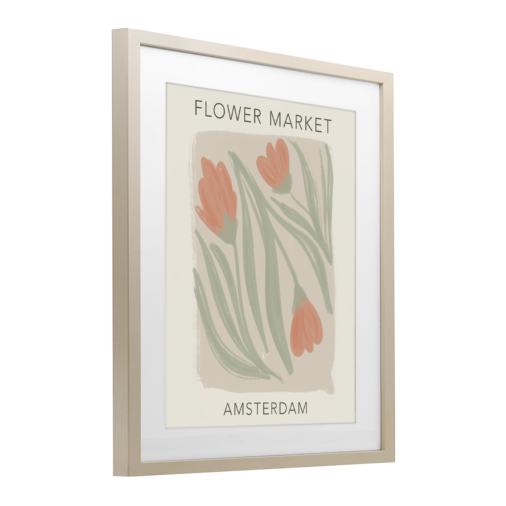Stupell Industries Soft Amsterdam Flower Market Birch Framed Print Under Glass, design by Lucille Price