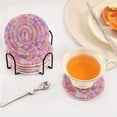 thumbnail image 5 of 6 Pcs Drink Coasters with Holder 3.94in Woven Coasters for Drinks Small Colors Shapes Coaster Set for Protection Table, 5 of 7