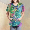 thumbnail image 3 of SAATLERI Scrubs for Women Hawaiian Printed Scrub Tops V Neck Medical Uniform T Shirts 2025 Summer Stretchy Working Pocket Tops, 3 of 4
