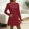 thumbnail image 4 of Neewe Women's Casual Plain Simple Long Sleeve T-Shirt Loose Dress, 4 of 7