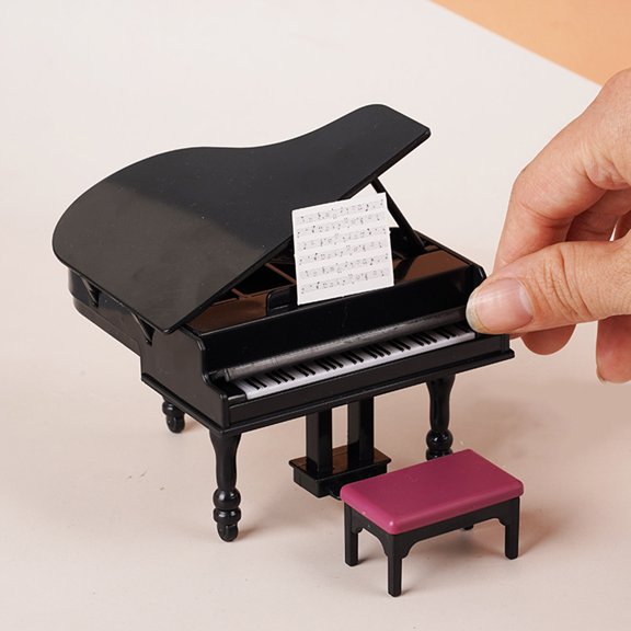 GOOHOCHY Miniature Musical Mini Piano Decoration Child 9.70X9.60X8.70CM Black