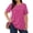 Hot-Pink, variant on Lace Plus Size Women Blouses Casual Tunic Boho Tops Crew Neck Short Sleeve Shirts Trendy Summer Blouses