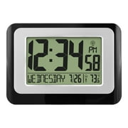 MainStays Black Atomic Digital Calendar Desk Alarm Clock with Temperature, W88631
