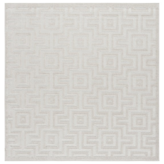 SAFAVIEH Stella Emalee Geometric Indoor/Outdoor Area Rug, Ivory, 6'7" x 6'7" Square