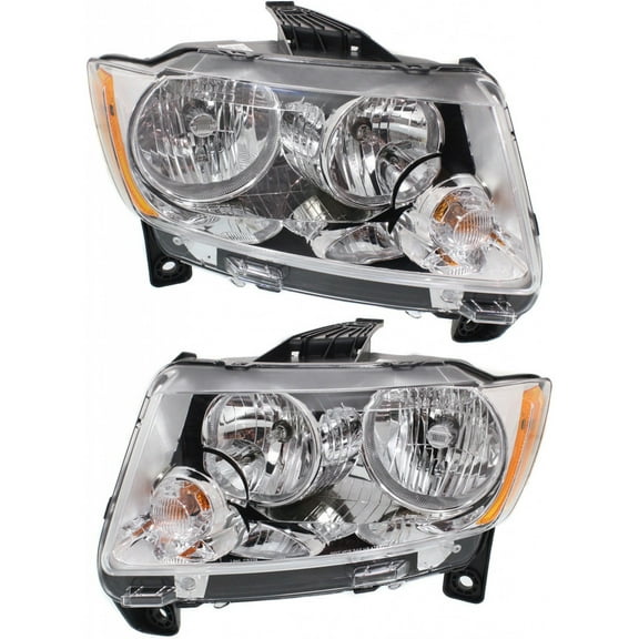For 2011-2013 Jeep Grand-Cherokee Headlight Driver and Passenger Side DOT Certified w/ Bulbs CH2502224 CH2503224 - Replaces 55079379AF, 55079378AF