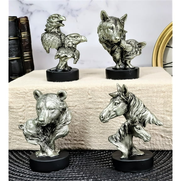 Ebros Wolf Pup Eagle Eaglet Black Bear Cub Horse Foal Busts Mini Figurines