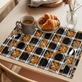 thumbnail image 3 of Burnt Orange Geometric Placemats Set of 8 Black White Boho Place Mats Indoor Wipeable Table Mats Washable Cloth Dining Table Placemats for Kitchen Holiday Party Home Decor 13x19 Inch, 3 of 9