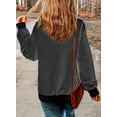 thumbnail image 3 of DOKOTOO Pullover Sweatshirt for Women Casual Loose Long Sleeve Crewneck Striped Pullover Top 2024 Tunic Tops Black M US8-10, 3 of 8