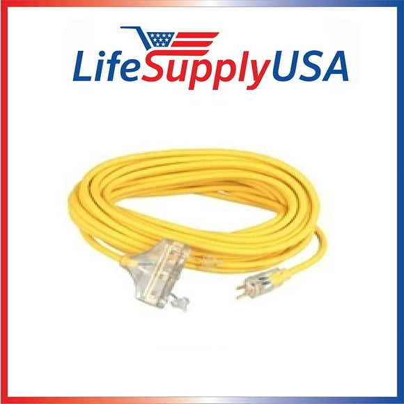 12/3 100 ft. Wire Gauge 3 OUTLET Tri-Source SJT Indoor Outdoor Vinyl Lighted Electric Extension Cord (100 ft.)