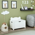 thumbnail image 3 of Toy Box Storage, Wooden Organizer Storage Chest with Safety Hinged Lid, Toy Chest Organizer for Playroom, Multi-Functional Storage Bench, White, 3 of 7