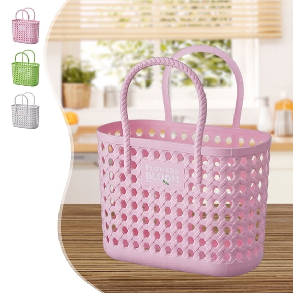 Bath Basket Organizer, Portable Plastic Bathroom Storage Caddy with Rust-proof Frame for Shower and Travel, Foldable Hygienic Design for Easy Cleaning, Topliu