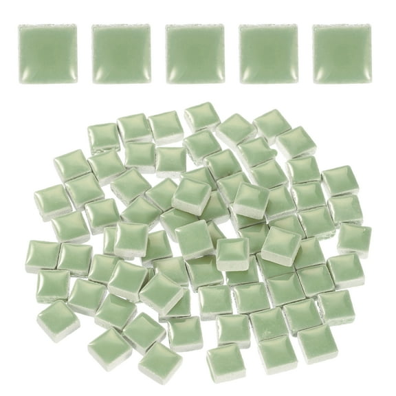 205pcs Square Ceramic Mosaic Tiles, Bulk Stained Mosaic Tiles for DIY Art Crafts(200g, Light Green)