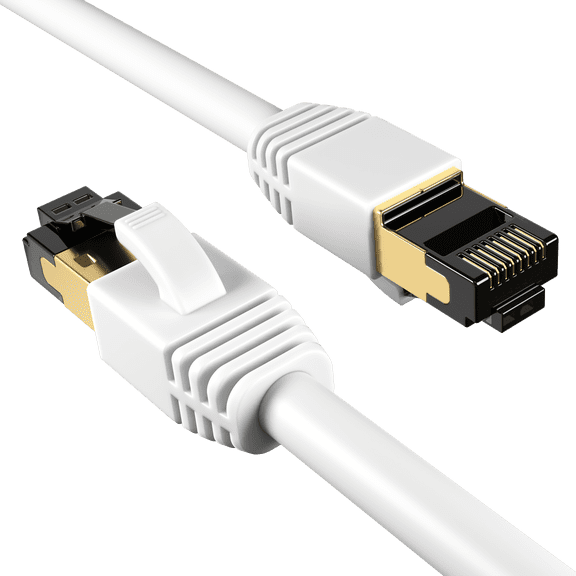 Cat8 5-Pack of 1FT Network Ethernet Patch Cable, 2000Mhz Internet Wire, For Router, Modem, PC, Laptop, TVs, Printer Cord, Consoles for Home and Office, White, Cables Direct Online