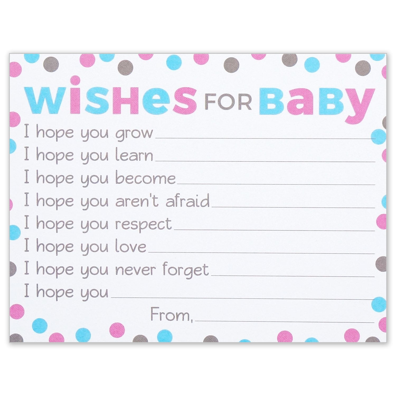 Wishes for Baby Cards - Pink and Blue Polka Dots - Boy or ...