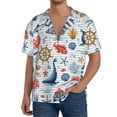 thumbnail image 3 of Disketp Men's Hawaiian Watercolor Nautical Print Shirts Button Down Holiday Beach Shirts-4X-Large, 3 of 7