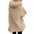thumbnail image 4 of RQYYD Zipper Winter Coats for Women,Casual Plus Size Fleece Hooded Jacket Loose Soft Outdoor Sherpa Lined Thick Coat Outwear with Pocket (Beige,S), 4 of 7