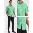 thumbnail image 5 of Unique Bargains Men's Checked Shirts Short Sleeves Button Formal Plaid Dress Shirt M Green, 5 of 6